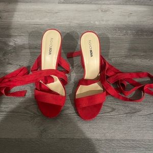 Fashion Nova Red Lace Up Heels